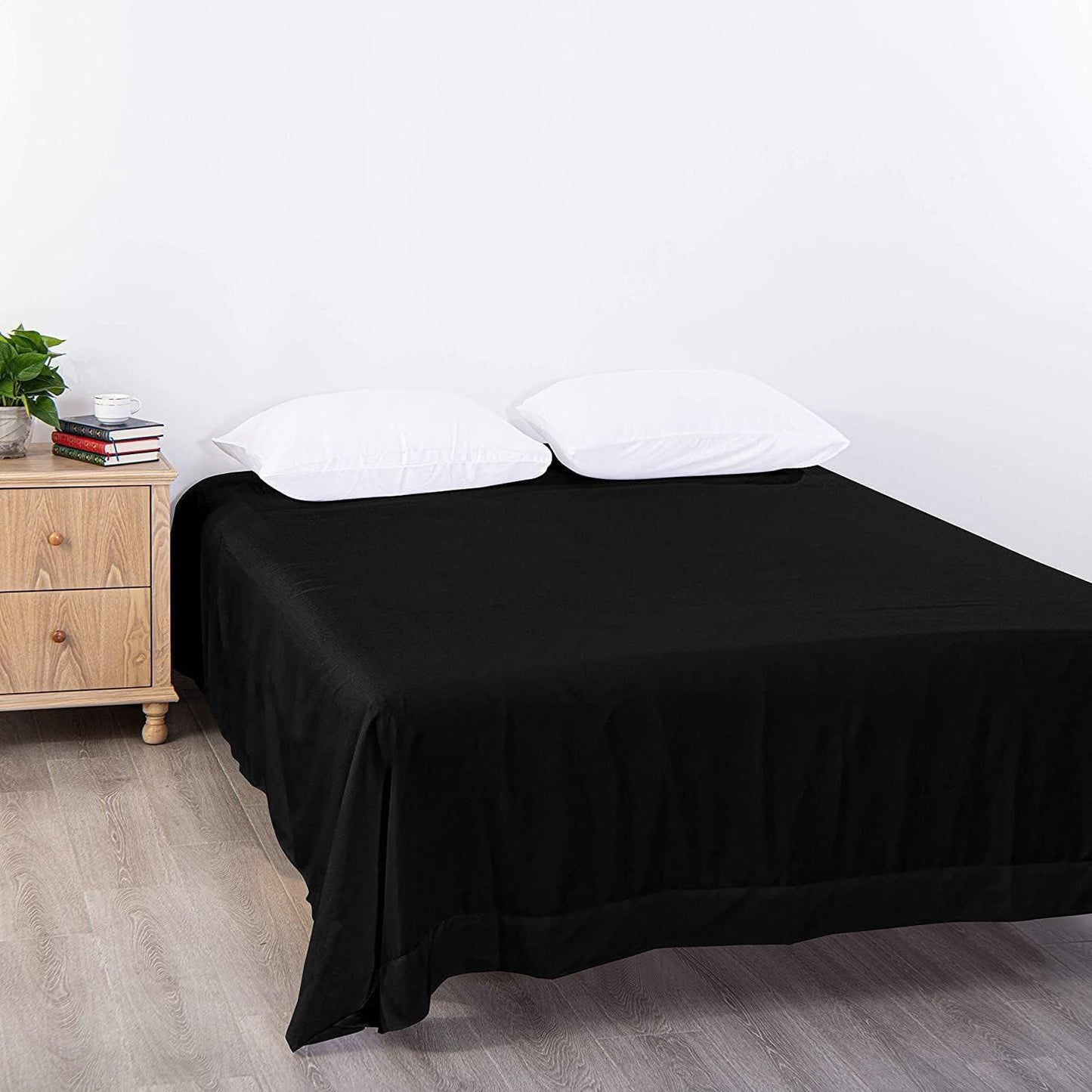 Elegant Comfort Premium Hotel Quality 1-Piece King Flat Sheet, Luxury and Softest 2000 Thread Count Bedding Flat Sheet(King,Black)