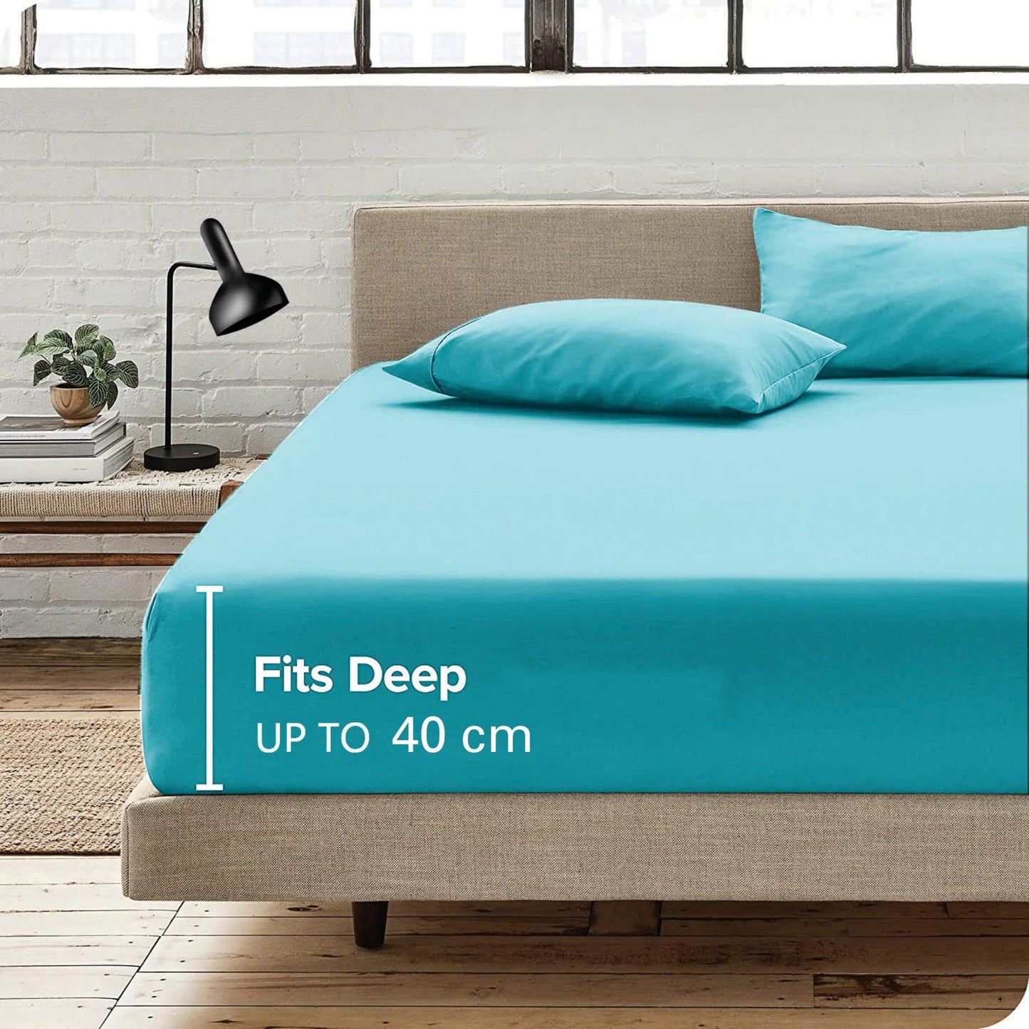 Hotel Quality Fitted Sheet - 1 Piece Fitted Sheet  -Breathable Bedding - Wrinkle, Fade, Stain Resistant- 16inch/40cm Deep Pocket Fitted Bed Sheet-Wrinkle and Fade Resistant,(Ice blue,King)