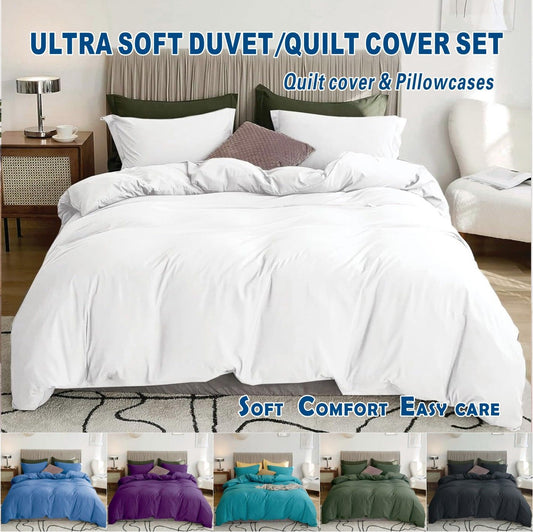 2 Piece Hotel Soft Microfiber Quilt Cover Set-2000TC Duvet/Donna Cover Set & Pillowcases -1 Quilt Cover Zipper Closure & 1 x Pillowcases-Breathable Bedding - Wrinkle, Fade, Stain Resistant(White,King Single)