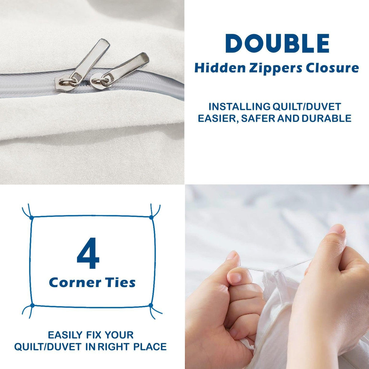 2 Piece Hotel Soft Microfiber Quilt Cover Set-2000TC Duvet/Donna Cover Set & Pillowcases -1 Quilt Cover Zipper Closure & 1 x Pillowcases-Breathable Bedding - Wrinkle, Fade, Stain Resistant(Raw white,King Single)