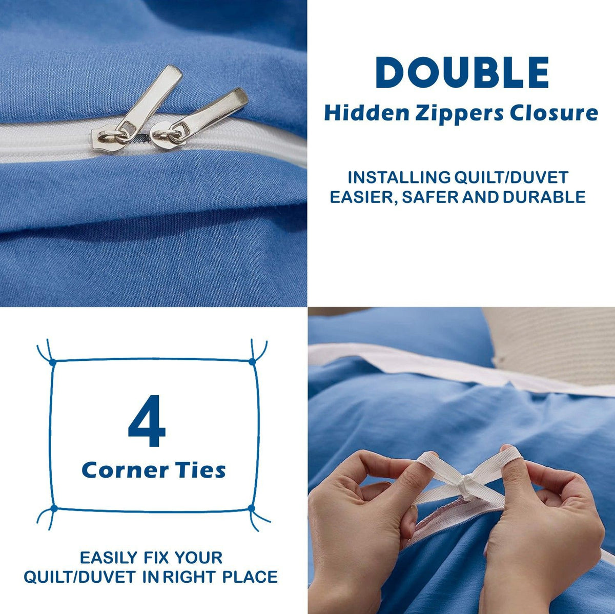 2 Piece Hotel Soft Microfiber Quilt Cover Set-2000TC Duvet/Donna Cover Set & Pillowcases -1 Quilt Cover Zipper Closure & 1 x Pillowcases-Breathable Bedding - Wrinkle, Fade, Stain Resistant(Ocean,King Single)