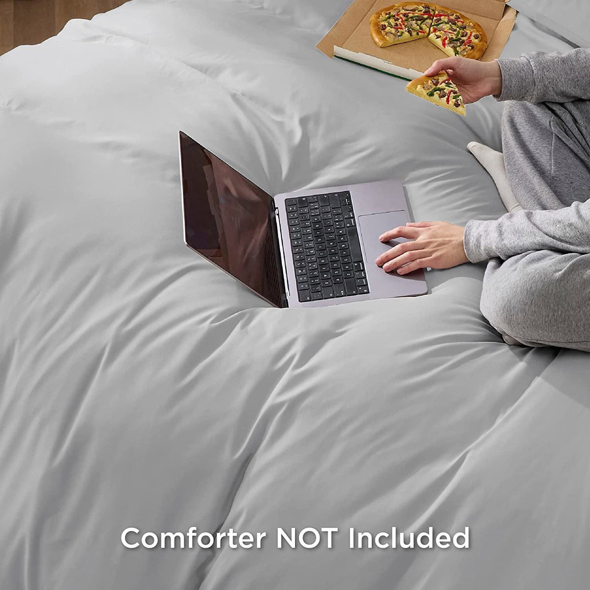 2 Piece Hotel Soft Microfiber Quilt Cover Set-2000TC Duvet/Donna Cover Set & Pillowcases -1 Quilt Cover Zipper Closure & 1 x Pillowcases-Breathable Bedding - Wrinkle, Fade, Stain Resistant(Silver-gray,King Single)