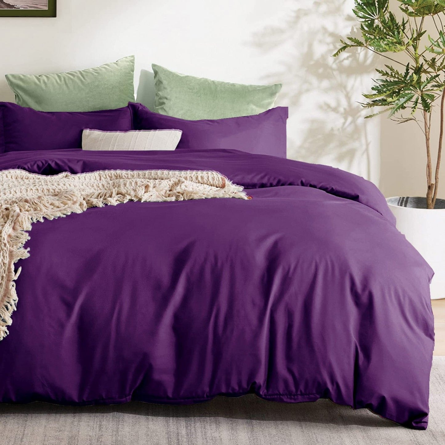 2 Piece Hotel Soft Microfiber Quilt Cover Set-2000TC Duvet/Donna Cover Set & Pillowcases -1 Quilt Cover Zipper Closure & 1 x Pillowcases-Breathable Bedding - Wrinkle, Fade, Stain Resistant(Purple,King Single)