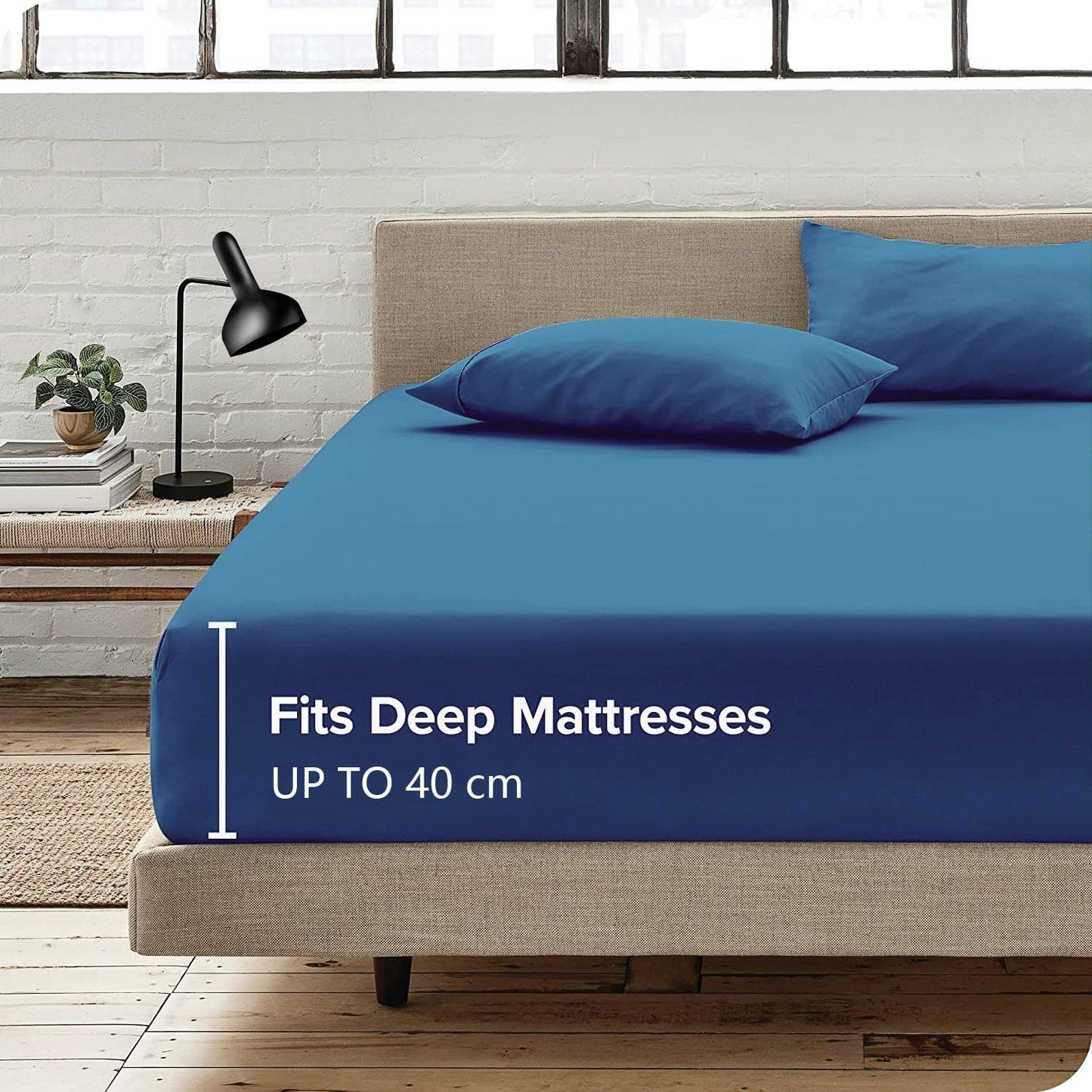 2 Piece Fitted Sheet Set- Fitted Sheet & Pillowcases -Breathable Bedding - Wrinkle, Fade, Stain Resistant- 40cm Deep Pocket Fitted Bed Sheet Set(Ocean,King Single)