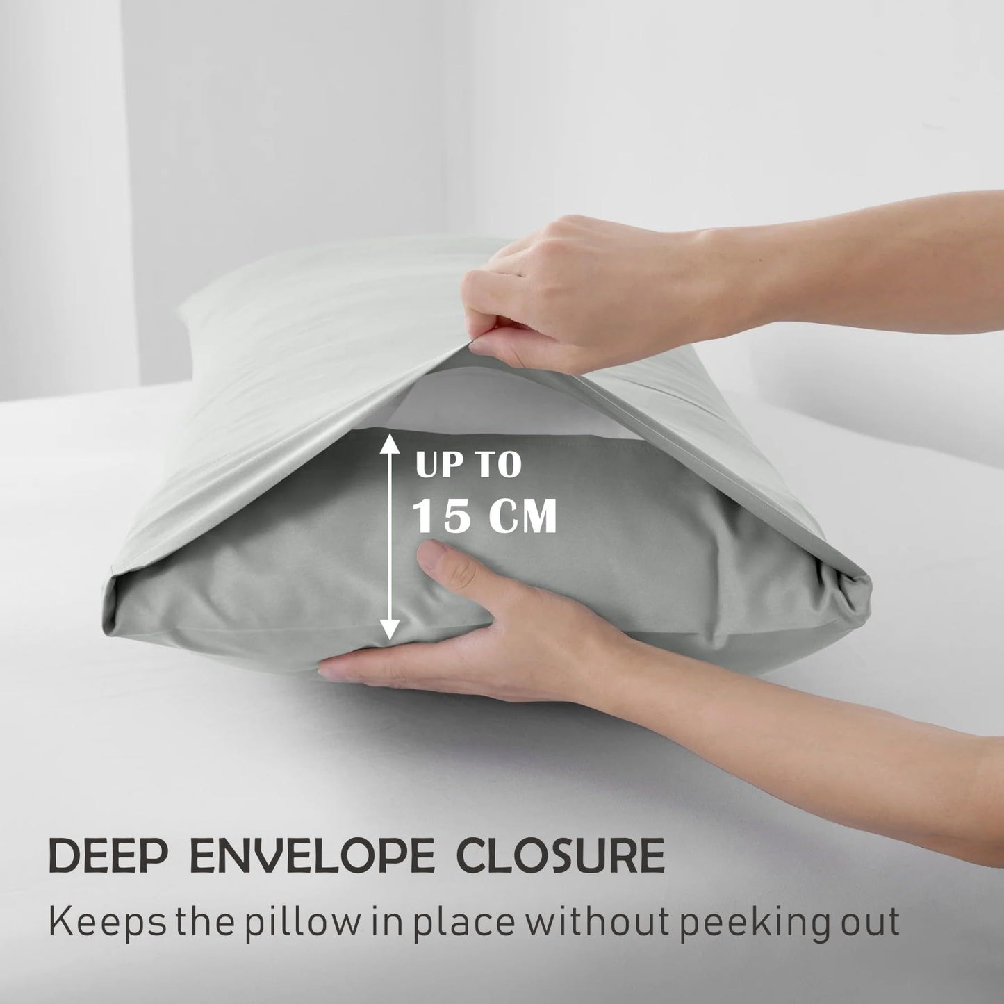 2 Piece Fitted Sheet Set- Fitted Sheet & Pillowcases -Breathable Bedding - Wrinkle, Fade, Stain Resistant- 40cm Deep Pocket Fitted Bed Sheet Set(Silver-gray,King Single)