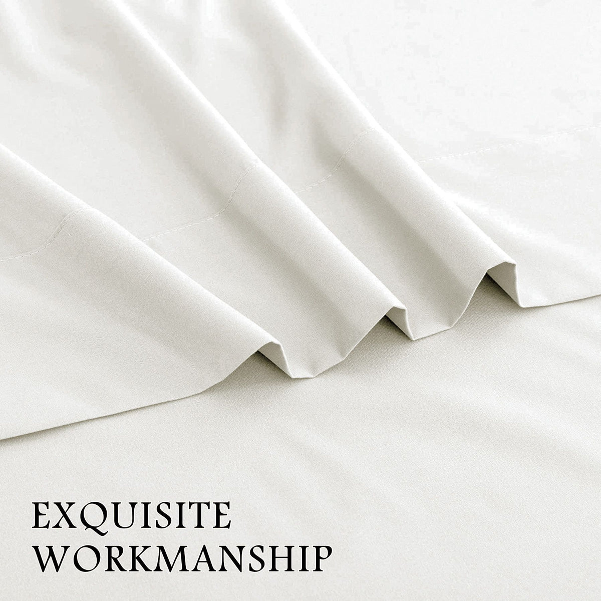 3 Piece Bed Sheet Set- Bedding Sheets & Pillowcases -Breathable Bedding - Wrinkle, Fade, Stain Resistant-Deep Pocket Flat Fitted Bed Sheet Set(Raw white,King Single)