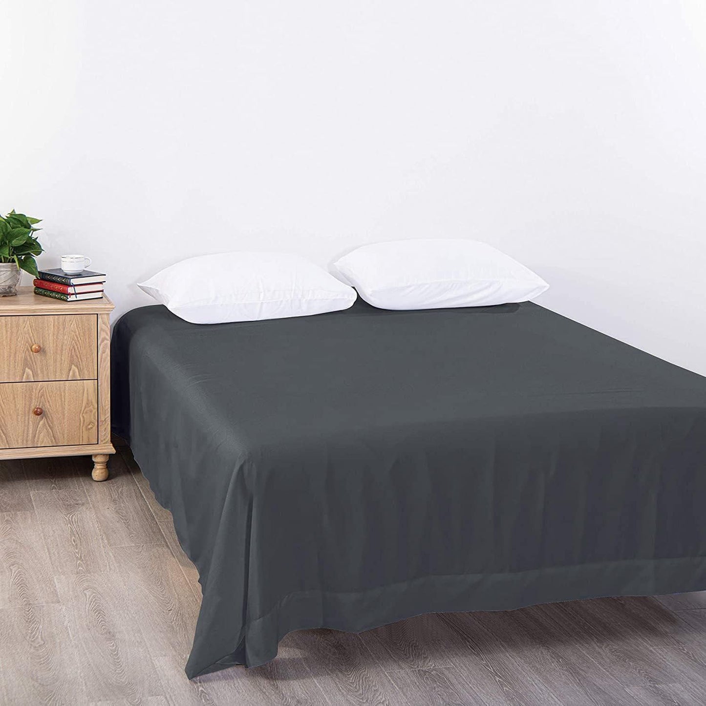 Elegant Comfort Premium Hotel Quality 1-Piece King Single Flat Sheet, Luxury and Softest 2000 Thread Count Bedding Flat Sheet(King Single,Dark gray)