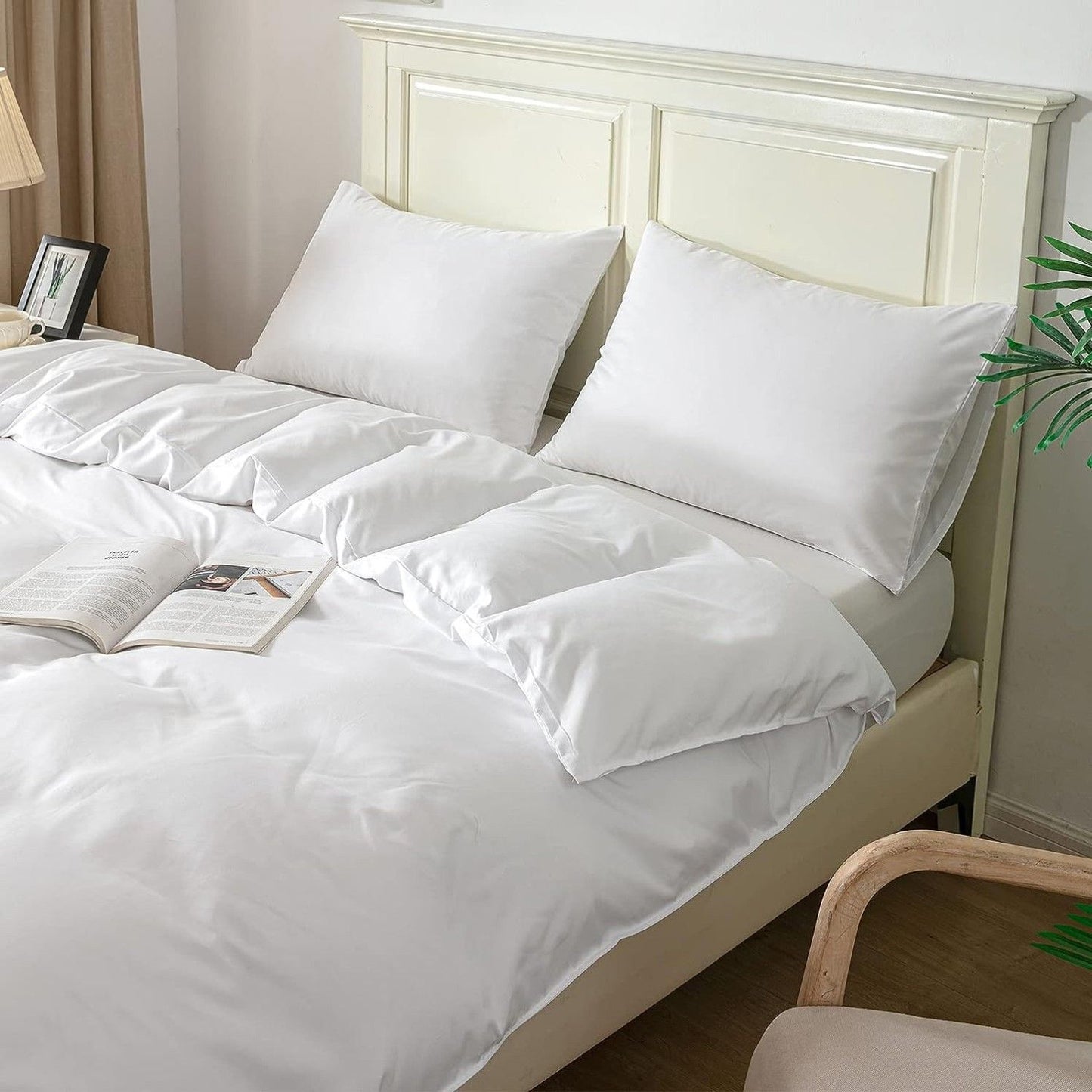 3 Piece Hotel Soft Microfiber Quilt Cover Set-2000TC Duvet/Donna Cover Set & Pillowcases -1 Quilt Cover Zipper Closure & 1 x Pillowcases-Breathable Bedding - Wrinkle, Fade, Stain Resistant(White,Queen)