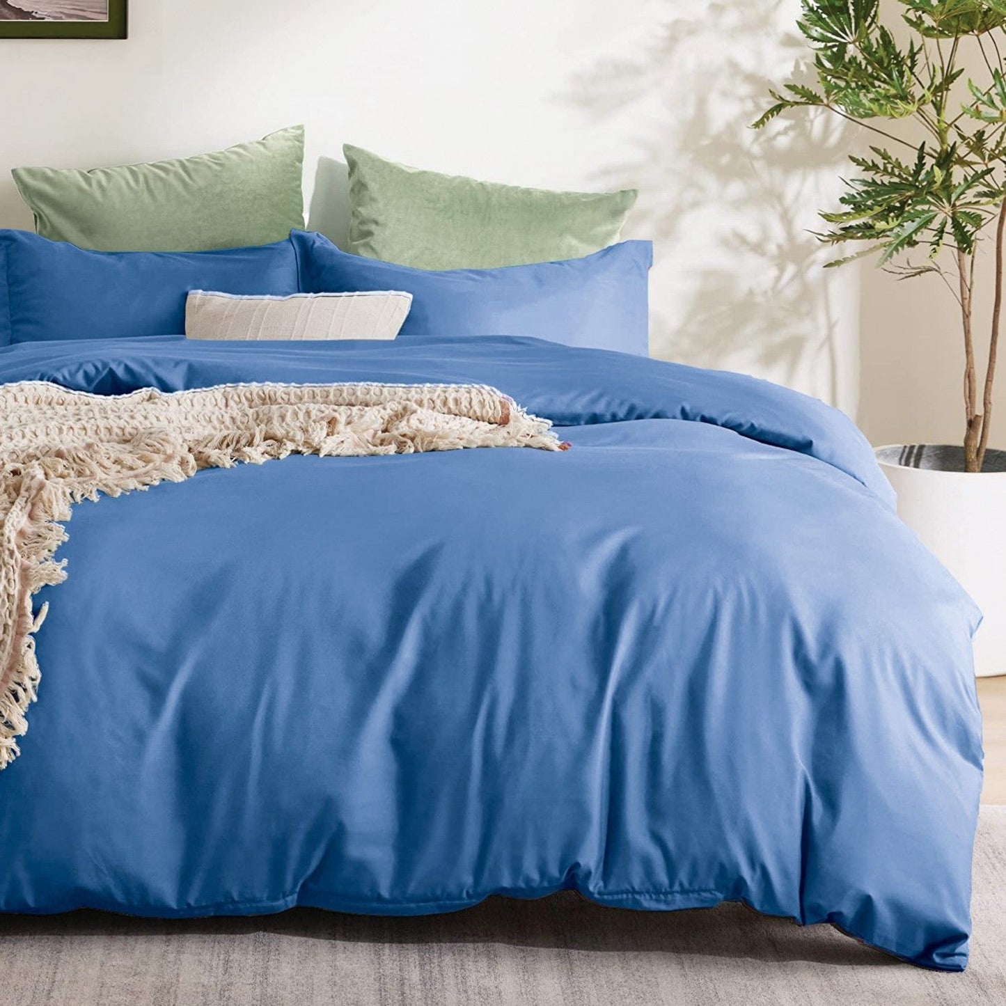 3 Piece Hotel Soft Microfiber Quilt Cover Set-2000TC Duvet/Donna Cover Set & Pillowcases -1 Quilt Cover Zipper Closure & 1 x Pillowcases-Breathable Bedding - Wrinkle, Fade, Stain Resistant(Ocean,Queen)
