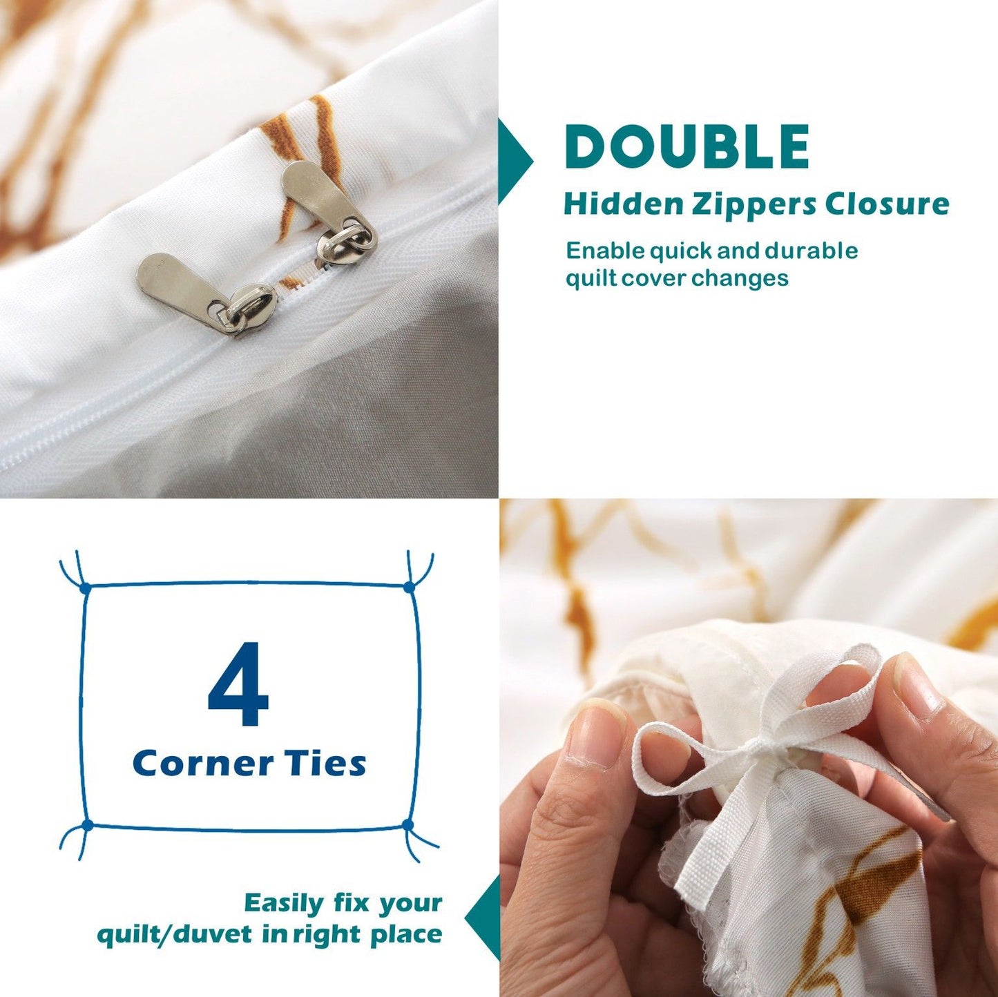 3 Piece Hotel Soft Microfiber Quilt Cover Set-2000TC Duvet/Donna Cover Set & Pillowcases -1 Quilt Cover Zipper Closure & 1 x Pillowcases-Breathable Bedding - Wrinkle, Fade, Stain Resistant(Modern Geometric,Queen)