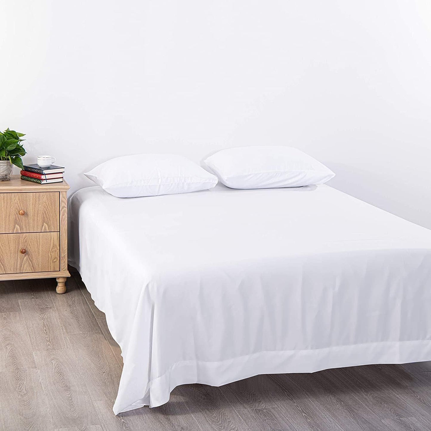 Elegant Comfort Premium Hotel Quality 1-Piece Queen Flat Sheet, Luxury and Softest 2000 Thread Count Bedding Flat Sheet(Queen,White)