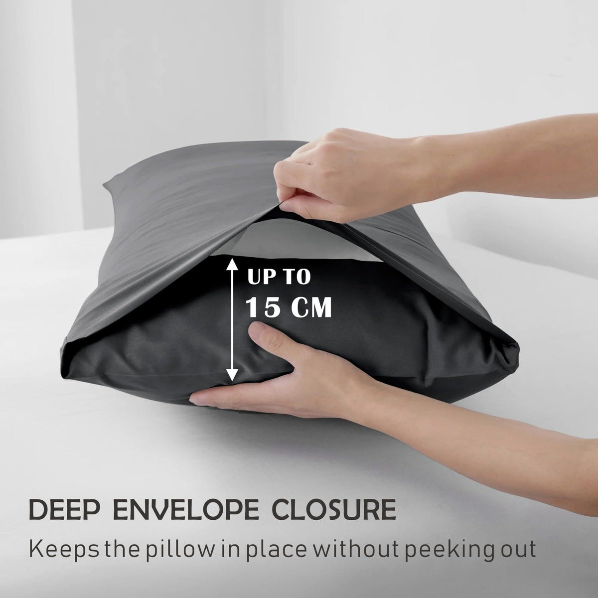2 Piece Fitted Sheet Set- Fitted Sheet & Pillowcases -Breathable Bedding - Wrinkle, Fade, Stain Resistant- 40cm Deep Pocket Fitted Bed Sheet Set(Dark gray,Single)