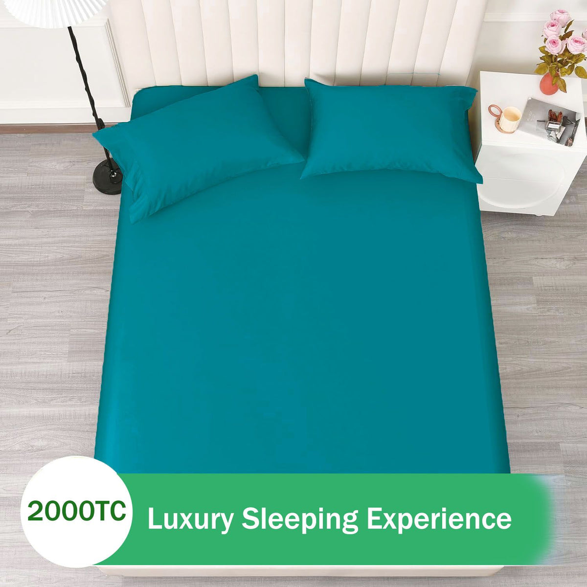 2 Piece Fitted Sheet Set- Fitted Sheet & Pillowcases -Breathable Bedding - Wrinkle, Fade, Stain Resistant- 40cm Deep Pocket Fitted Bed Sheet Set(Biscay blue,Single)