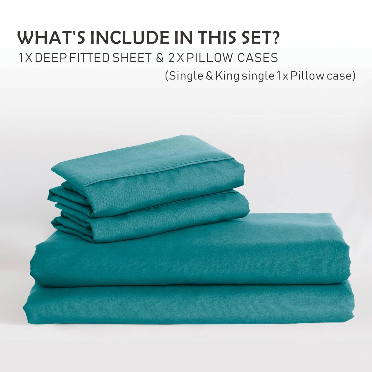 2 Piece Fitted Sheet Set- Fitted Sheet & Pillowcases -Breathable Bedding - Wrinkle, Fade, Stain Resistant- 40cm Deep Pocket Fitted Bed Sheet Set(Biscay blue,Single)