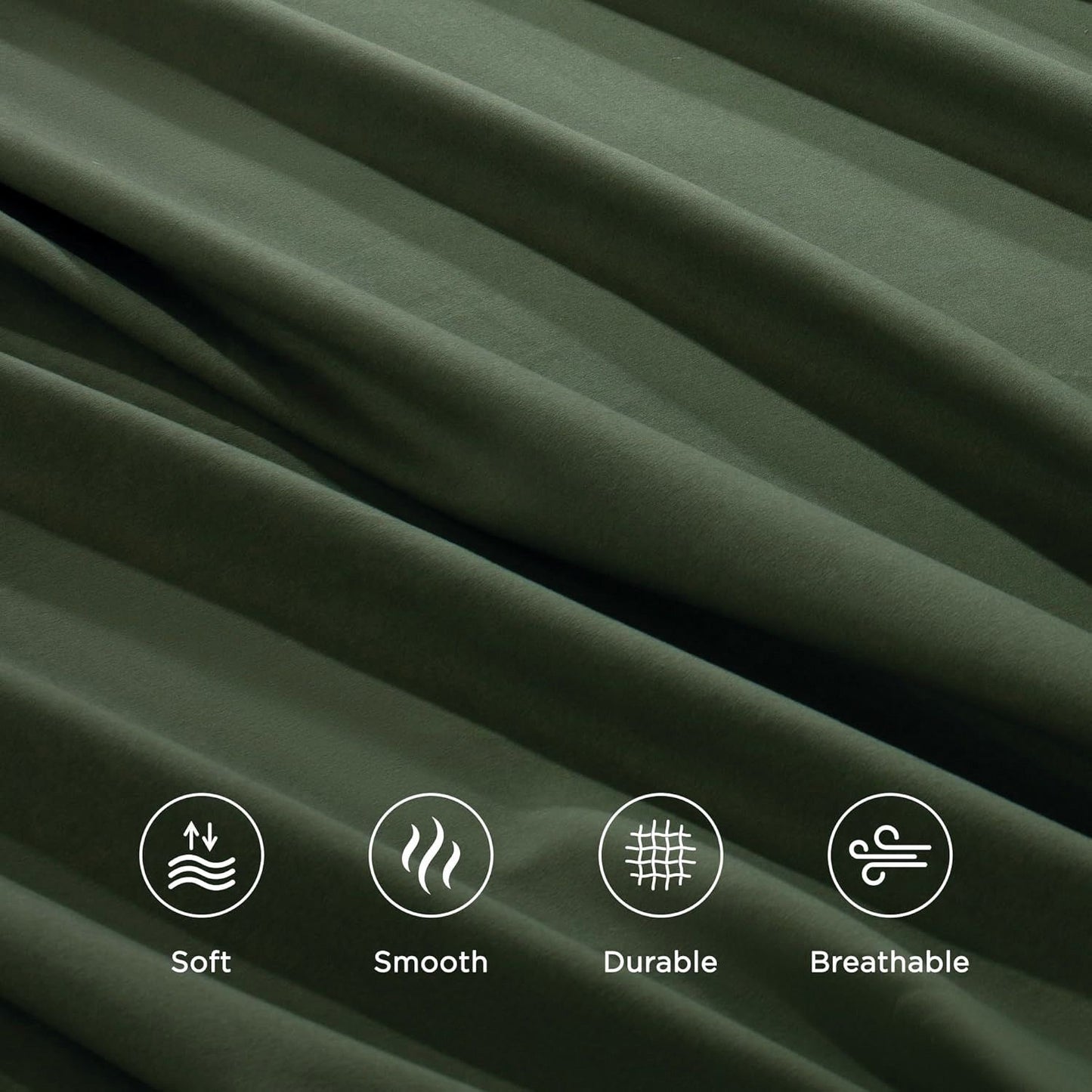 3 Piece Bed Sheet Set- Bedding Sheets & Pillowcases -Breathable Bedding - Wrinkle, Fade, Stain Resistant-Deep Pocket Flat Fitted Bed Sheet Set(Olive green,Single)