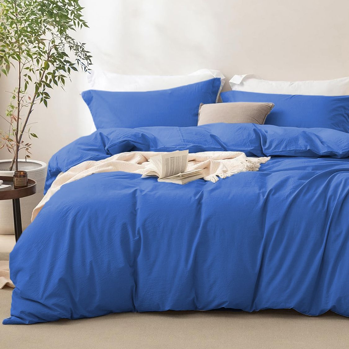 3 Piece Hotel Soft Microfiber Quilt Cover Set-2000TC Duvet/Donna Cover Set & Pillowcases -1 Quilt Cover Zipper Closure & 1 x Pillowcases-Breathable Bedding - Wrinkle, Fade, Stain Resistant(Royal blue,Super King)