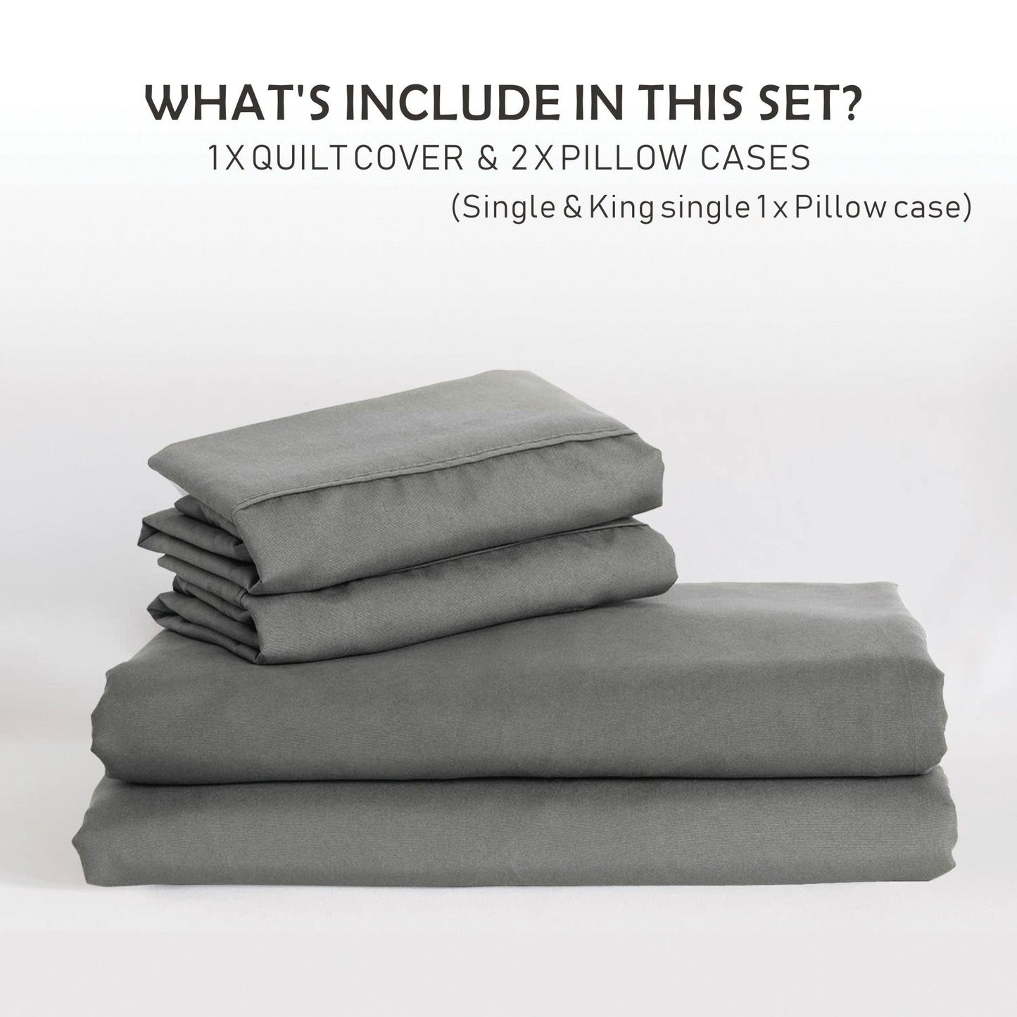3 Piece Hotel Soft Microfiber Quilt Cover Set-2000TC Duvet/Donna Cover Set & Pillowcases -1 Quilt Cover Zipper Closure & 1 x Pillowcases-Breathable Bedding - Wrinkle, Fade, Stain Resistant(Grey,Super King)