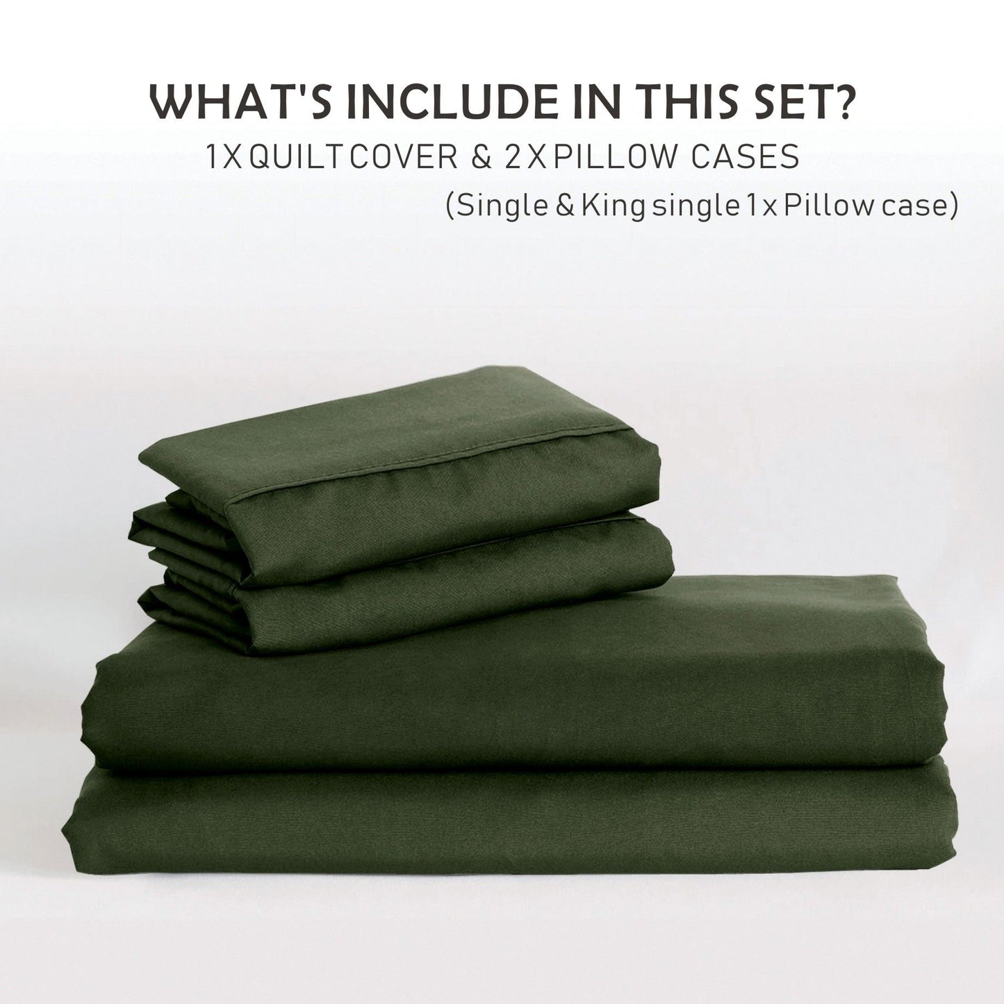 3 Piece Hotel Soft Microfiber Quilt Cover Set-2000TC Duvet/Donna Cover Set & Pillowcases -1 Quilt Cover Zipper Closure & 1 x Pillowcases-Breathable Bedding - Wrinkle, Fade, Stain Resistant(Olive green,Super King)
