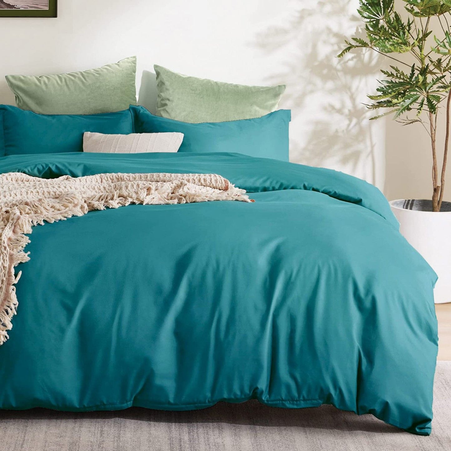 3 Piece Hotel Soft Microfiber Quilt Cover Set-2000TC Duvet/Donna Cover Set & Pillowcases -1 Quilt Cover Zipper Closure & 1 x Pillowcases-Breathable Bedding - Wrinkle, Fade, Stain Resistant(Biscay blue,Super King)