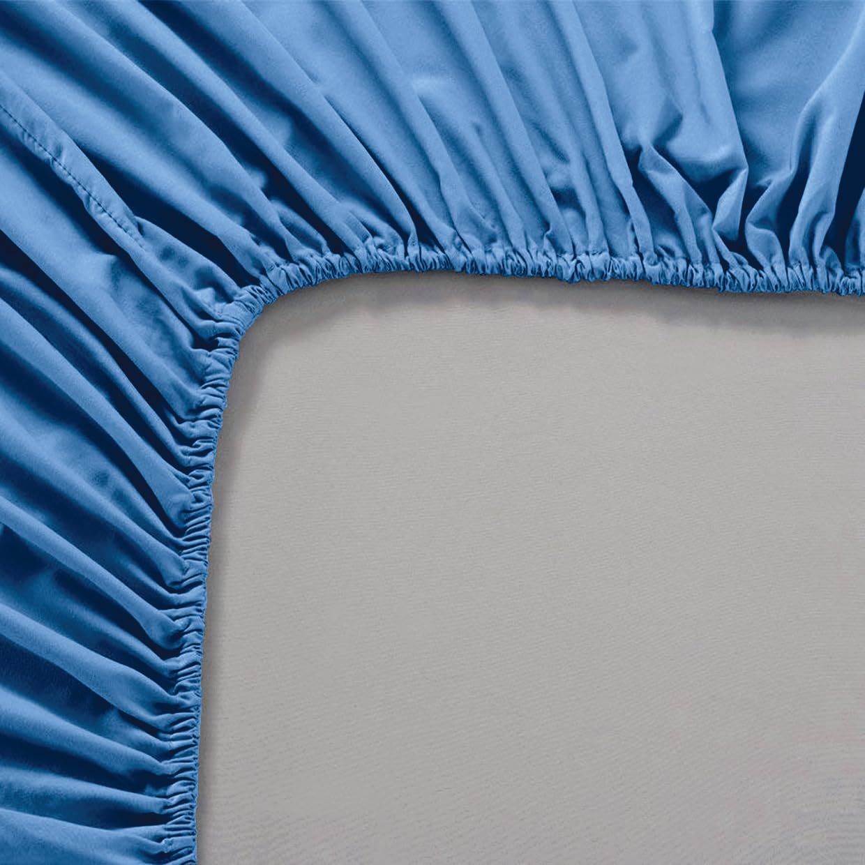 3 Piece Fitted Sheet Set- Fitted Sheet & Pillowcases -Breathable Bedding - Wrinkle, Fade, Stain Resistant- 40cm Deep Pocket Fitted Bed Sheet Set(Ocean,Super King)
