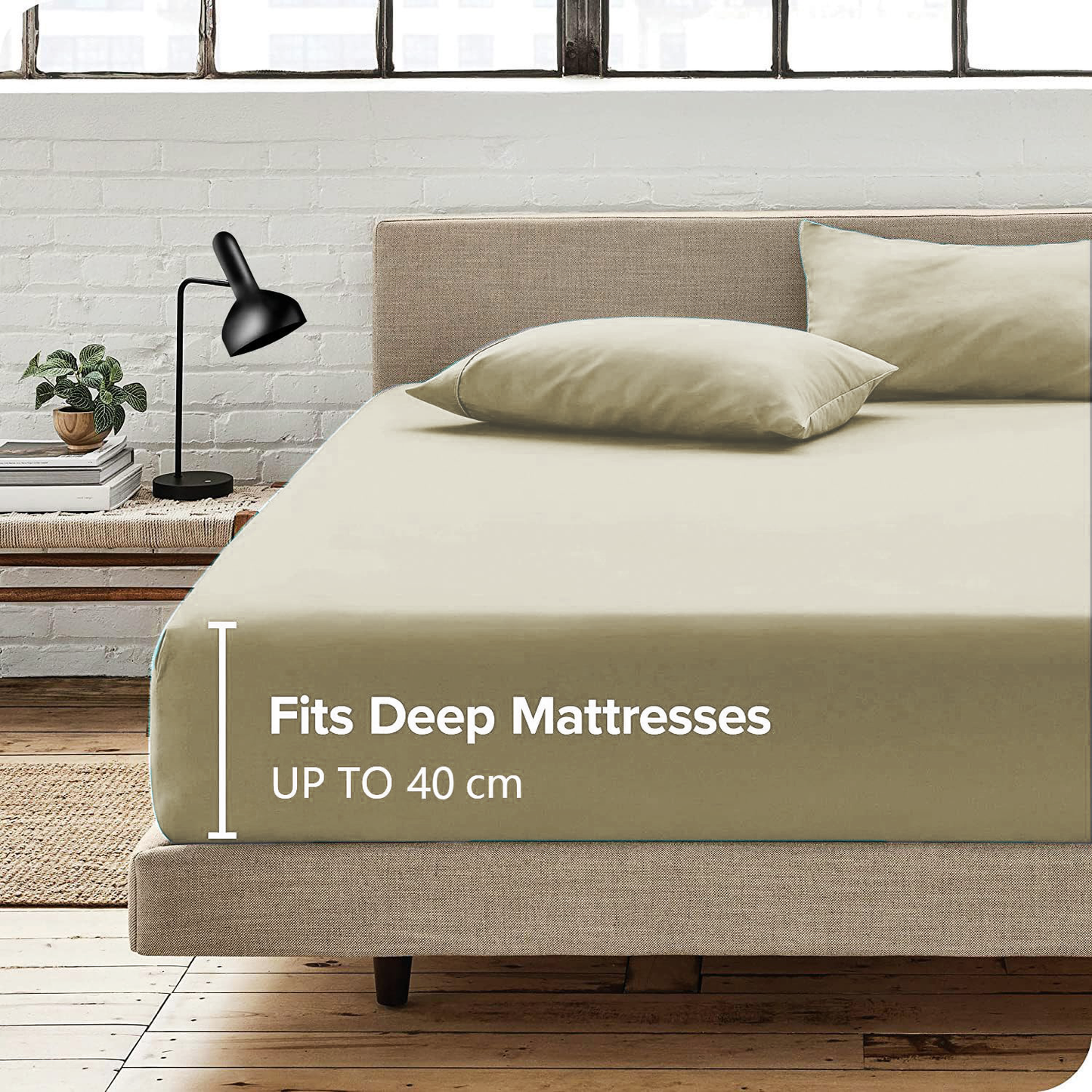 3 Piece Fitted Sheet Set- Fitted Sheet & Pillowcases -Breathable Bedding - Wrinkle, Fade, Stain Resistant- 40cm Deep Pocket Fitted Bed Sheet Set(Cream White,Super King)
