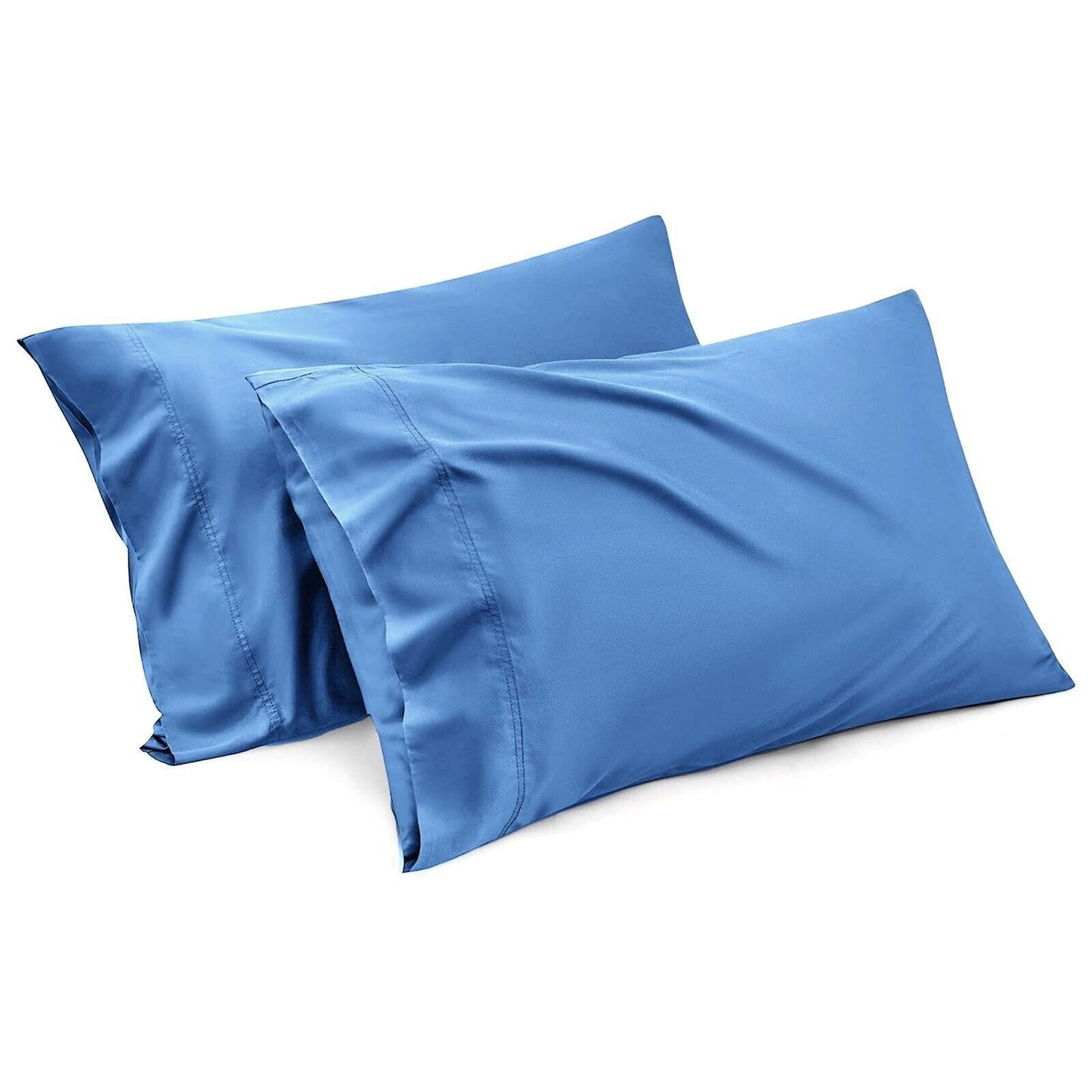 1000TC Ultra Soft Microfiber Pillowcases,Pair of Standard Pillow Covers,（Ocean, Standard Size, 48x74 cm)