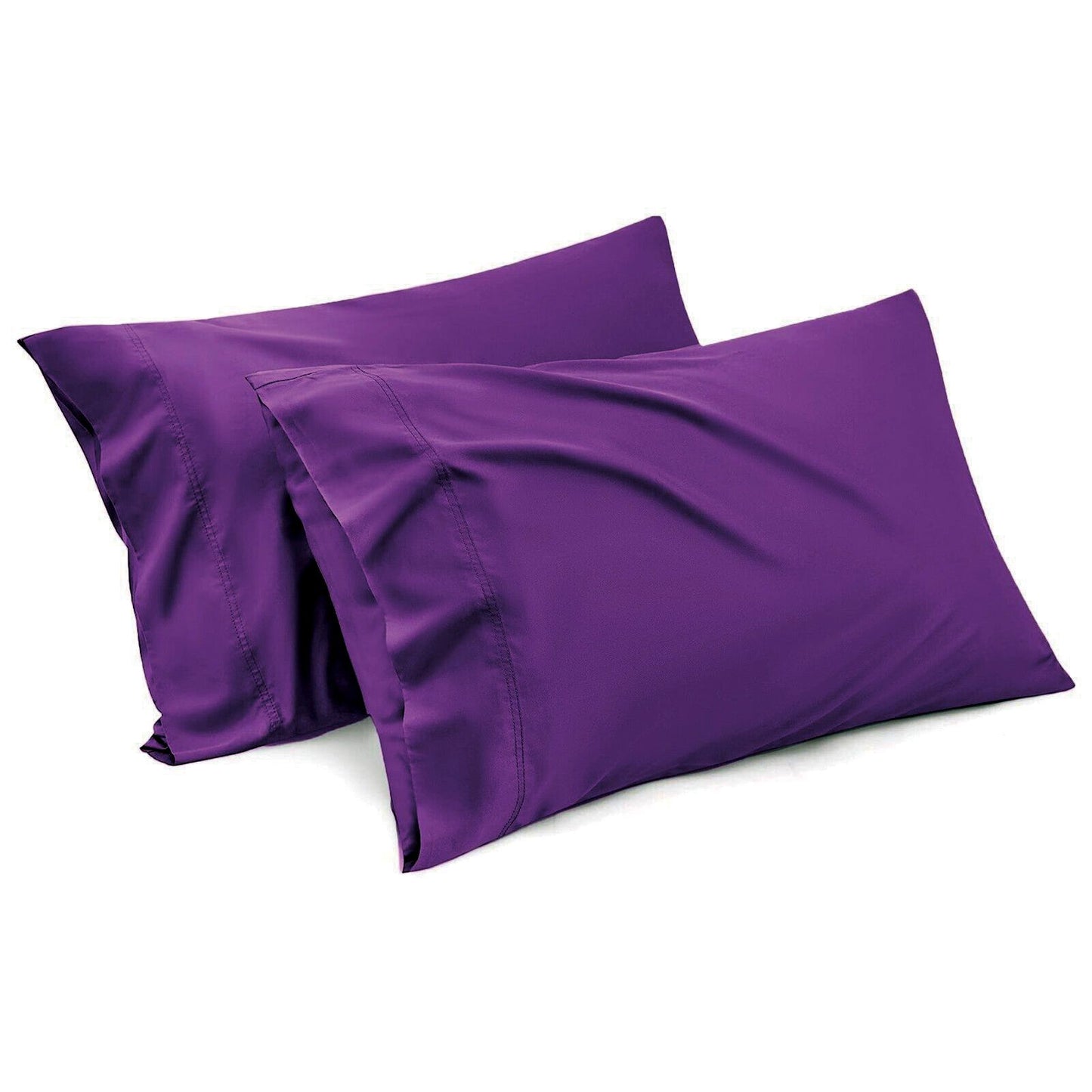 1000TC Ultra Soft Microfiber Pillowcases,Pair of Standard Pillow Covers,（purple, Standard Size, 48x74 cm)