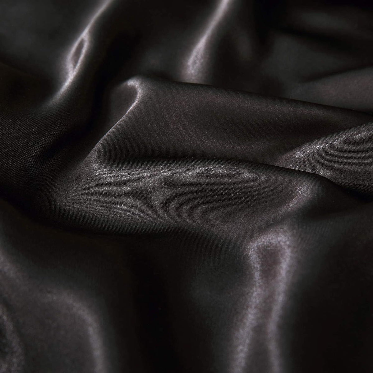 Satin Quilt cover Set Hotel 3 Pieces Quilt cover with Pillowcase, Art Silk Bedding Set-Luxury Soft Silky pillowcase for Hair and Skin, Similar to Silk Duvet/Donna Cover Set- 3 Pieces(Double,Black)