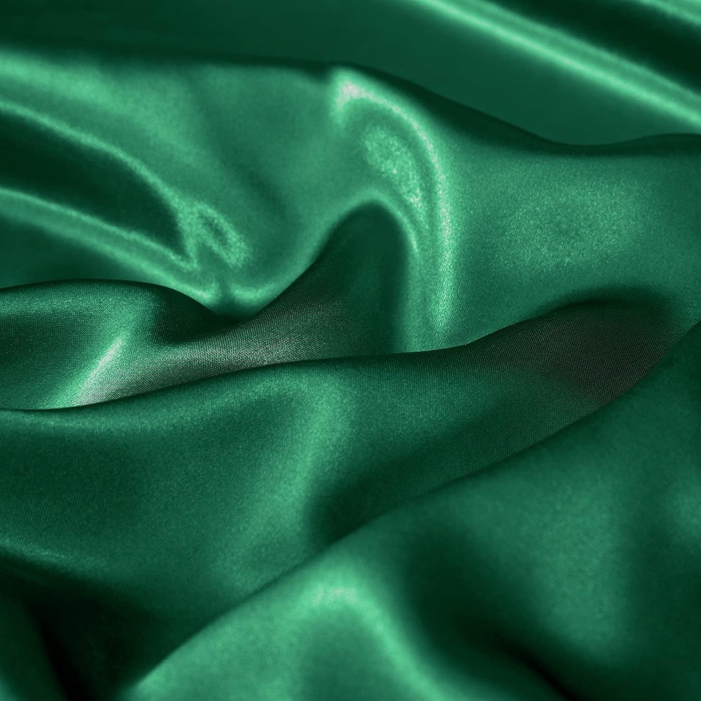 Satin Quilt cover Set Hotel 3 Pieces Quilt cover with Pillowcase, Art Silk Bedding Set-Luxury Soft Silky pillowcase for Hair and Skin, Similar to Silk Duvet/Donna Cover Set- 3 Pieces(Double,Green)