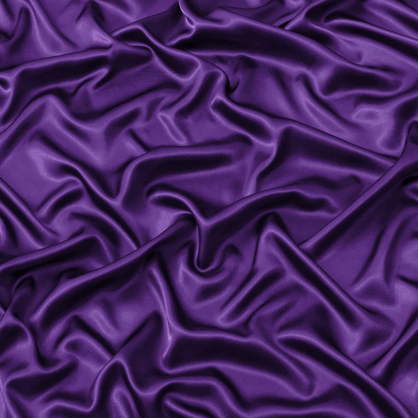 Satin Fitted Sheet Set Hotel 3 Pieces Fitted Sheet with Pillowcase, Art Silk Bedding Set-Luxury Soft Silky Sheets for Hair and Skin, Similar to Silk Fitted Sheets Set 3 Pieces(Double,Purple)