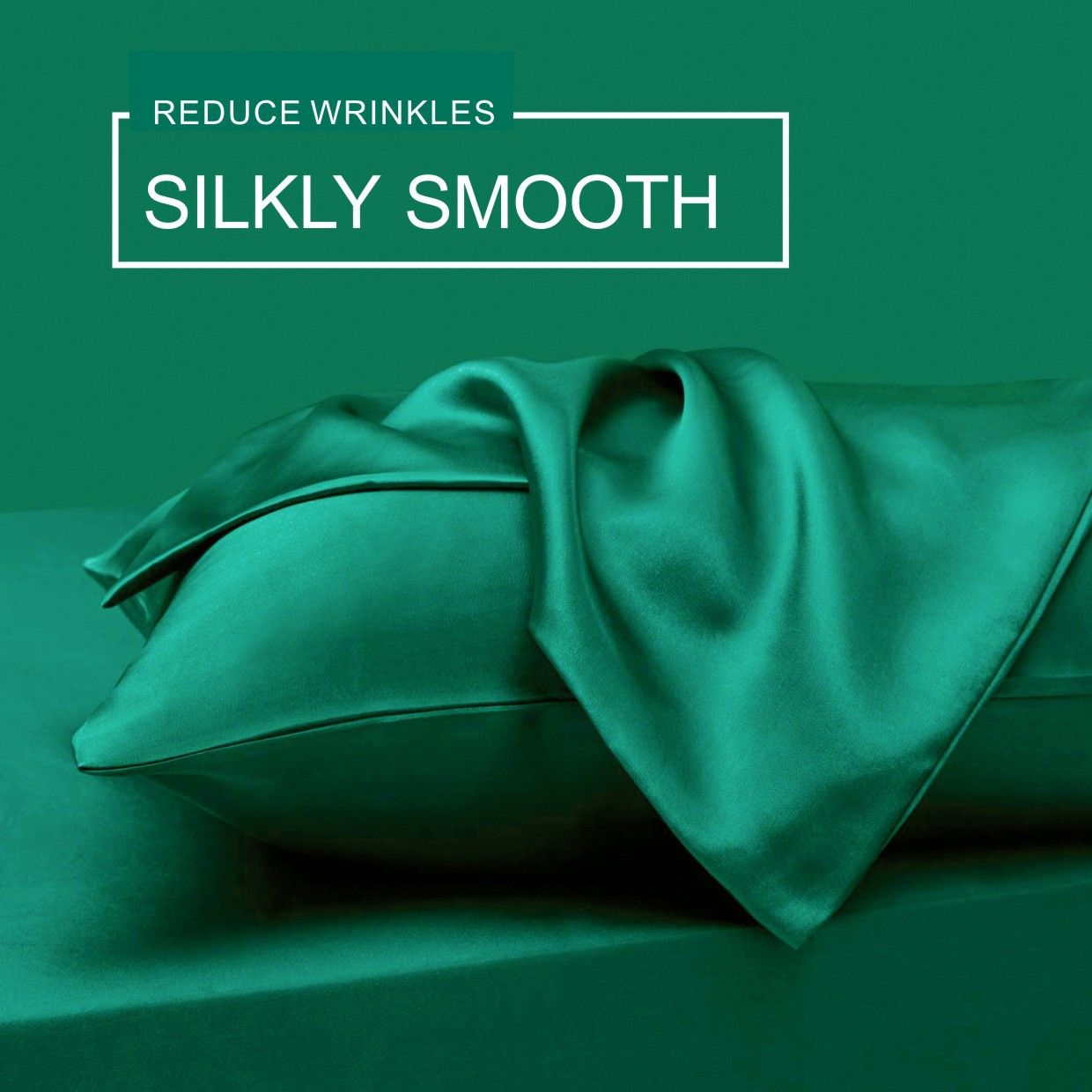 Art Silk Satin Sheet Set Hotel 4 Pieces Fitted/Flat Sheet Bedding Set-Luxury Soft Silky Sheets for Hair and Skin, Similar to Silk Bed Sheets Set 4 Pieces(King,Green)