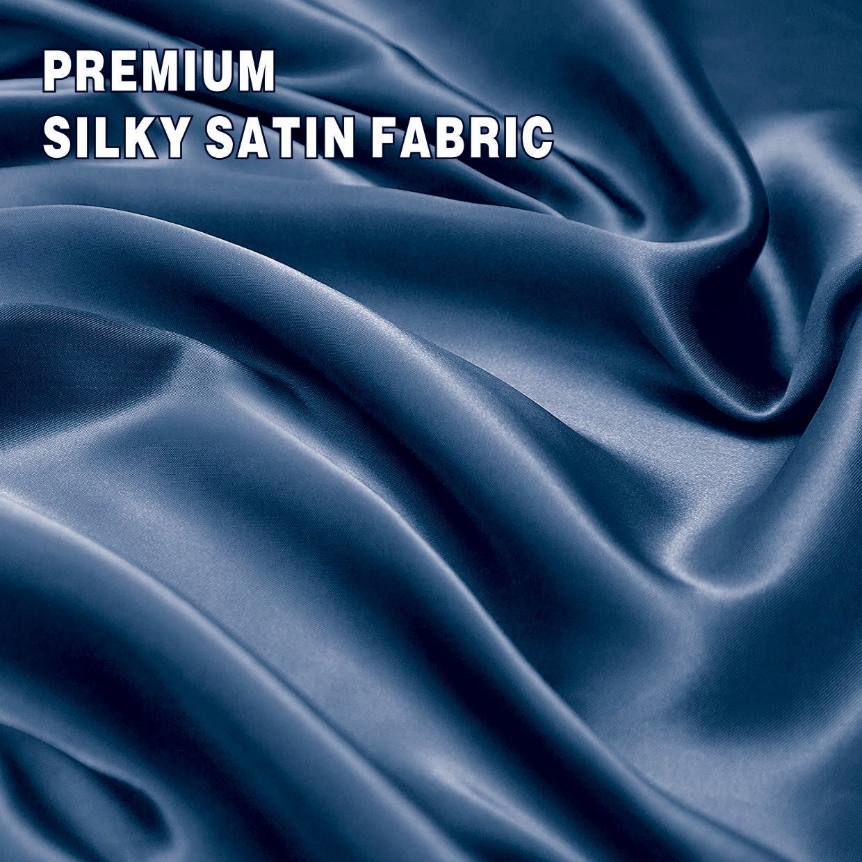 Art Silk Satin Sheet Set Hotel 4 Pieces Fitted/Flat Sheet Bedding Set-Luxury Soft Silky Sheets for Hair and Skin, Similar to Silk Bed Sheets Set 4 Pieces(King,Navy)