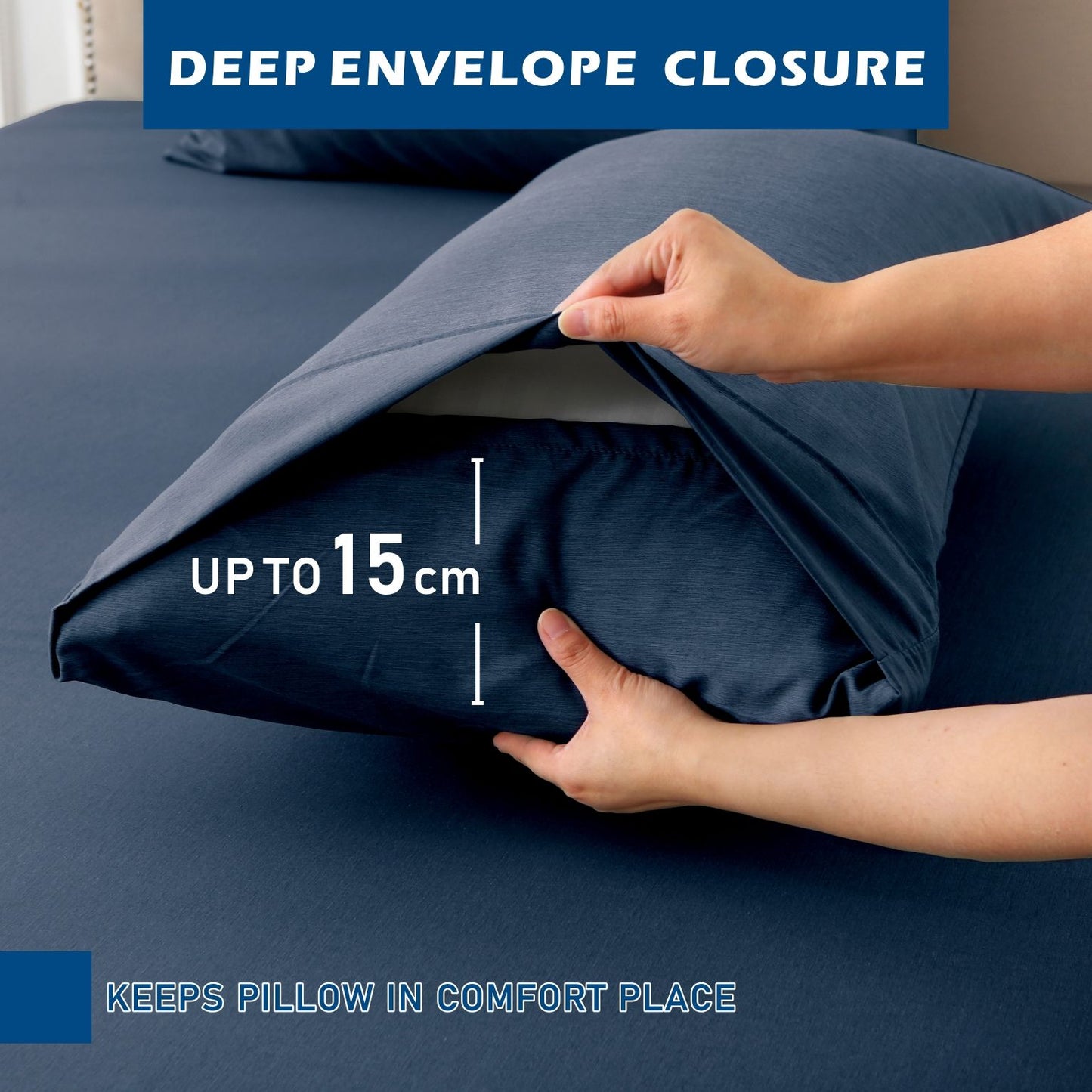 4 Piece Hotel Bamboo Cooling Sheet Set -Ultra Soft 2000TC Breathable Bed Sheets Set with 37 Centimetre Deep Pocket-Cooling Sheets for Hot Sleepers(Navy,King)