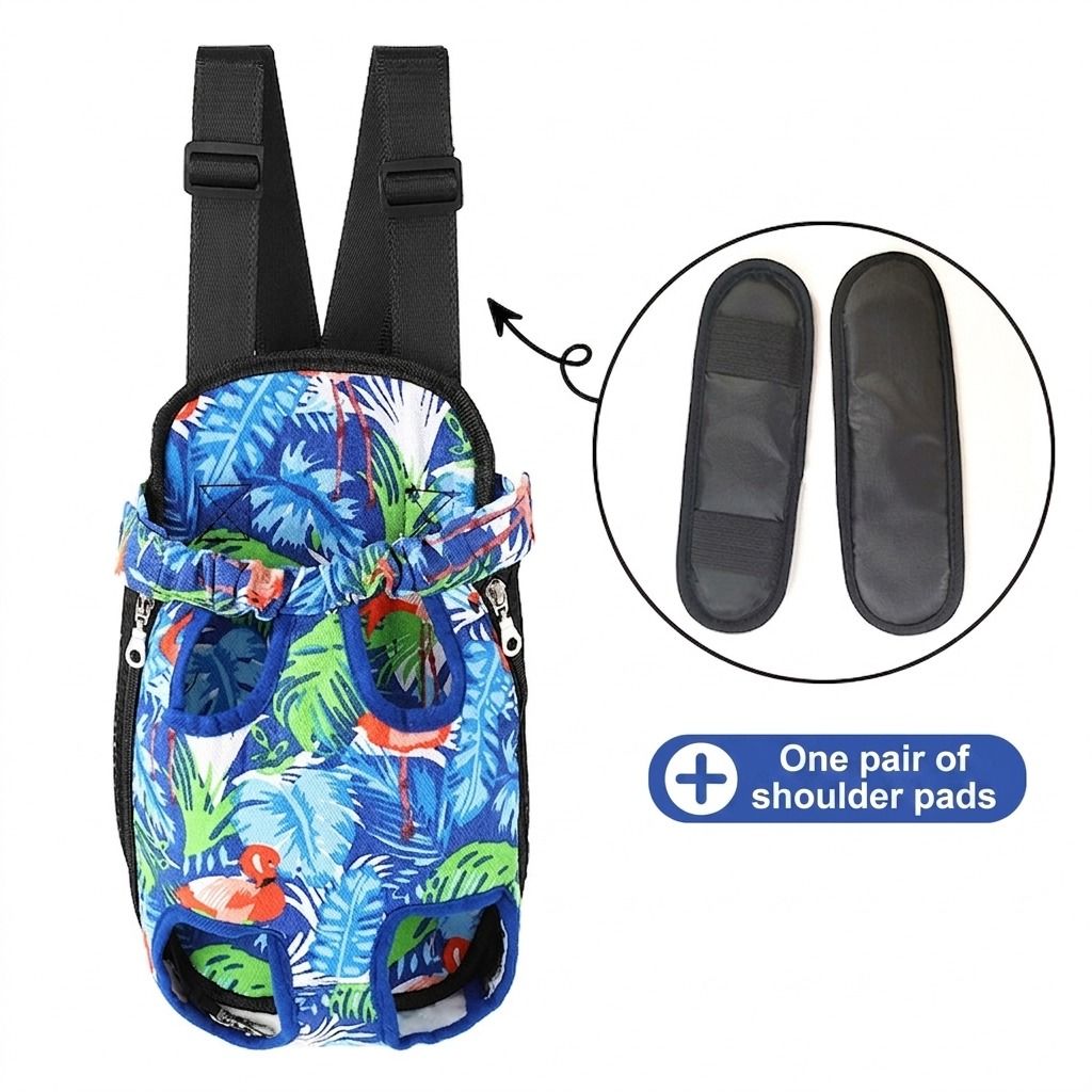 Portable Pet Front Chest Backpack for Small Dogs and Cats – Hands-Free Travel Carrier with Adjustable Straps, Breathable Mesh, and Padded Shoulder Pads for Comfortable Outdoor Adventures (L, Leopardprint)