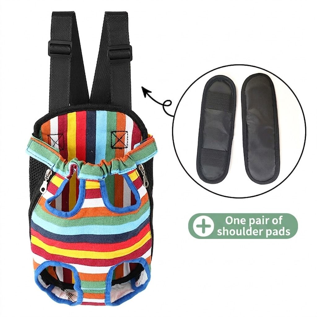 Portable Pet Front Chest Backpack for Small Dogs and Cats – Hands-Free Travel Carrier with Adjustable Straps, Breathable Mesh, and Padded Shoulder Pads for Comfortable Outdoor Adventures (M, RoyalBlue)