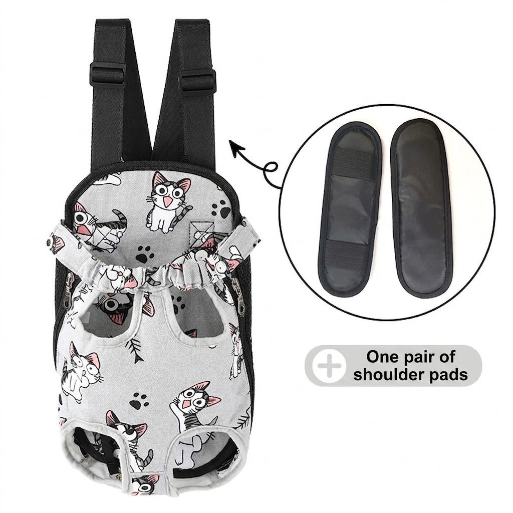 Portable Pet Front Chest Backpack for Small Dogs and Cats – Hands-Free Travel Carrier with Adjustable Straps, Breathable Mesh, and Padded Shoulder Pads for Comfortable Outdoor Adventures (S, Leopardprint)