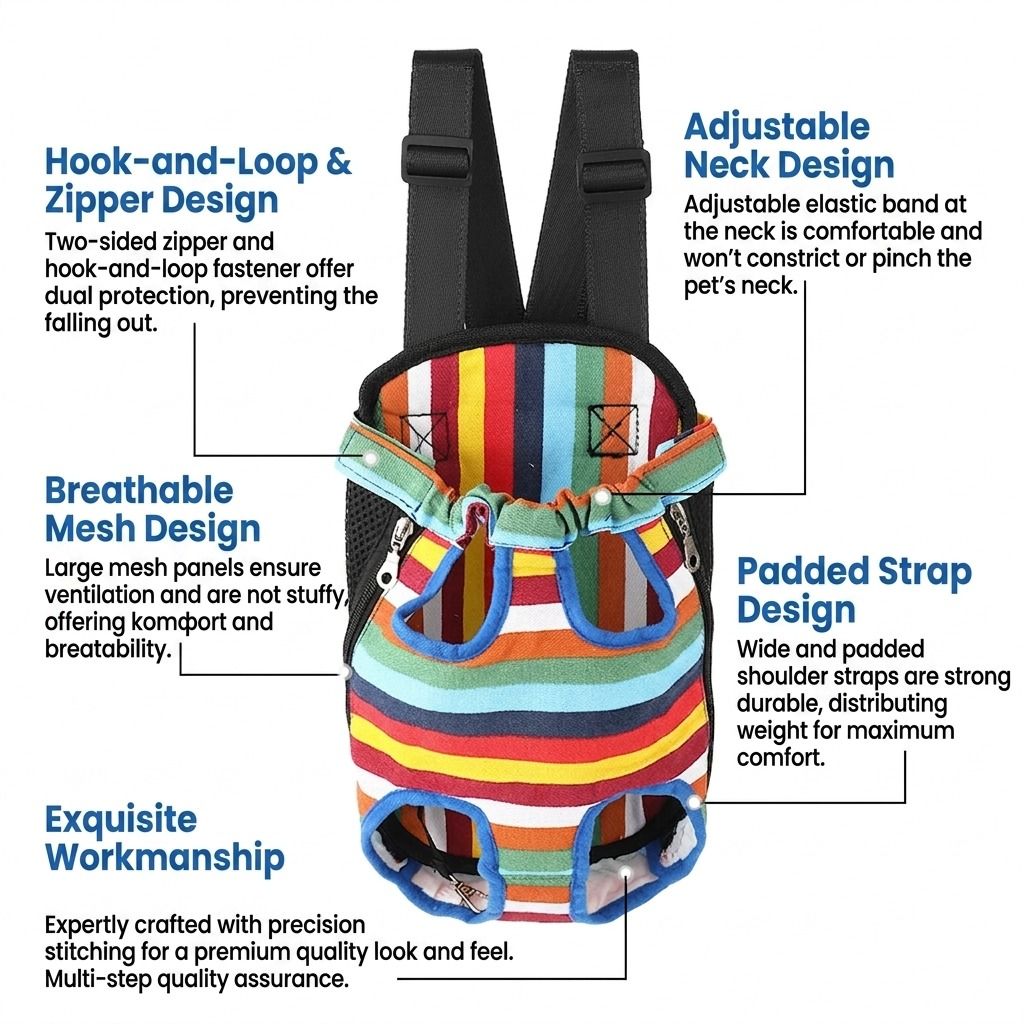 Portable Pet Front Chest Backpack for Small Dogs and Cats – Hands-Free Travel Carrier with Adjustable Straps, Breathable Mesh, and Padded Shoulder Pads for Comfortable Outdoor Adventures (S, White)