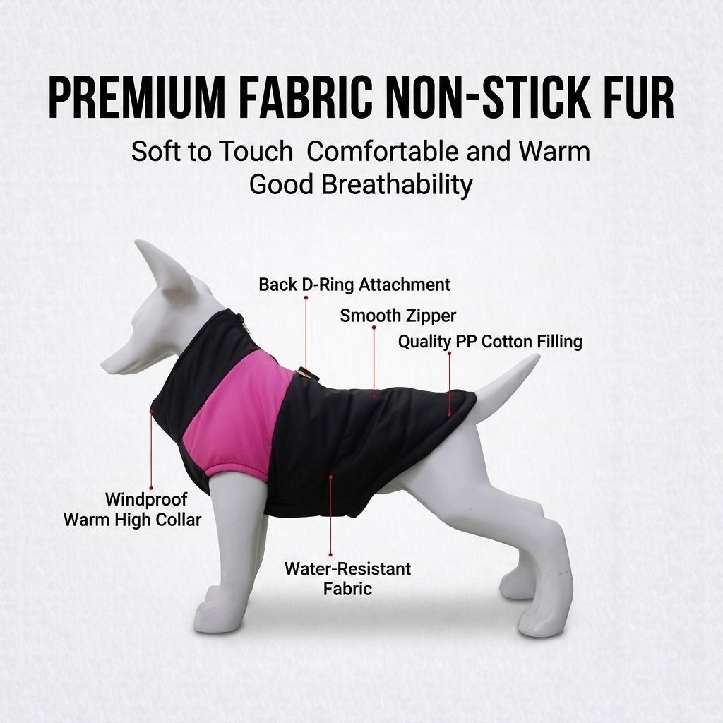 Winter Dog Ski Jacket with Waterproof and Windproof Polyester Shell, Thick PP Cotton Padding for Warmth, 3D Ergonomic Fit with D-Ring Leash Attachment, Ideal for Outdoor Walks and Snow Adventures (4XL, Rose)