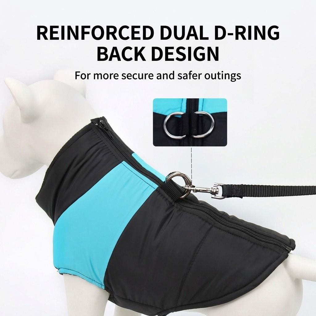 Winter Dog Ski Jacket with Waterproof and Windproof Polyester Shell, Thick PP Cotton Padding for Warmth, 3D Ergonomic Fit with D-Ring Leash Attachment, Ideal for Outdoor Walks and Snow Adventures (M, Red)