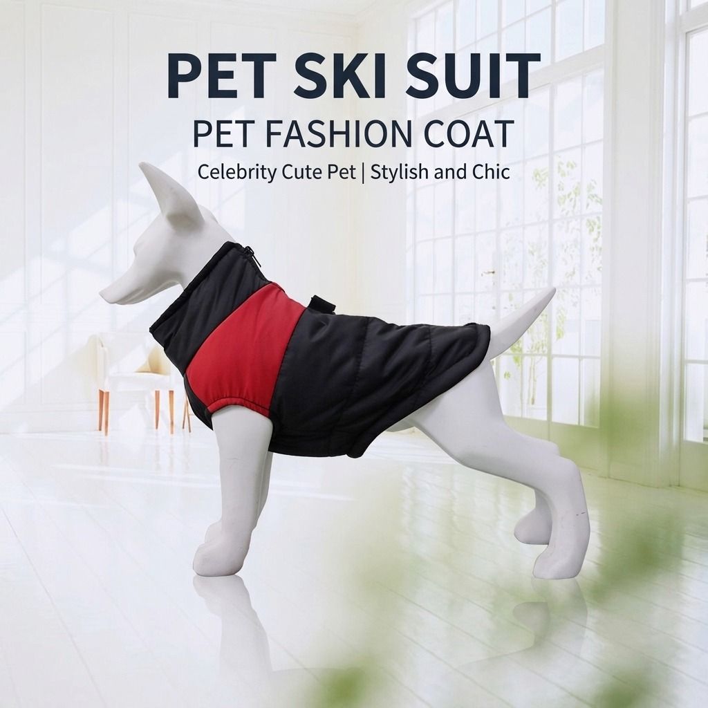 Winter Dog Ski Jacket with Waterproof and Windproof Polyester Shell, Thick PP Cotton Padding for Warmth, 3D Ergonomic Fit with D-Ring Leash Attachment, Ideal for Outdoor Walks and Snow Adventures (M, Rose)