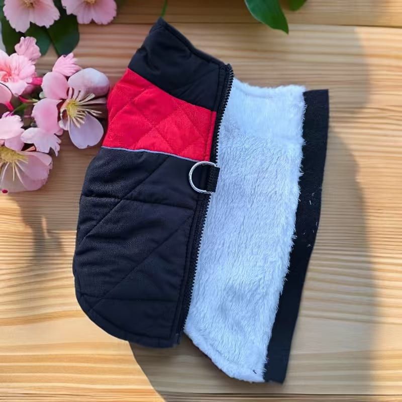 Winter Pet Dog Padded Vest with Waterproof Shell, Warm Fleece Lining, and Leash Attachment Ring for Outdoor Cold Weather Walks (3XL, Red)