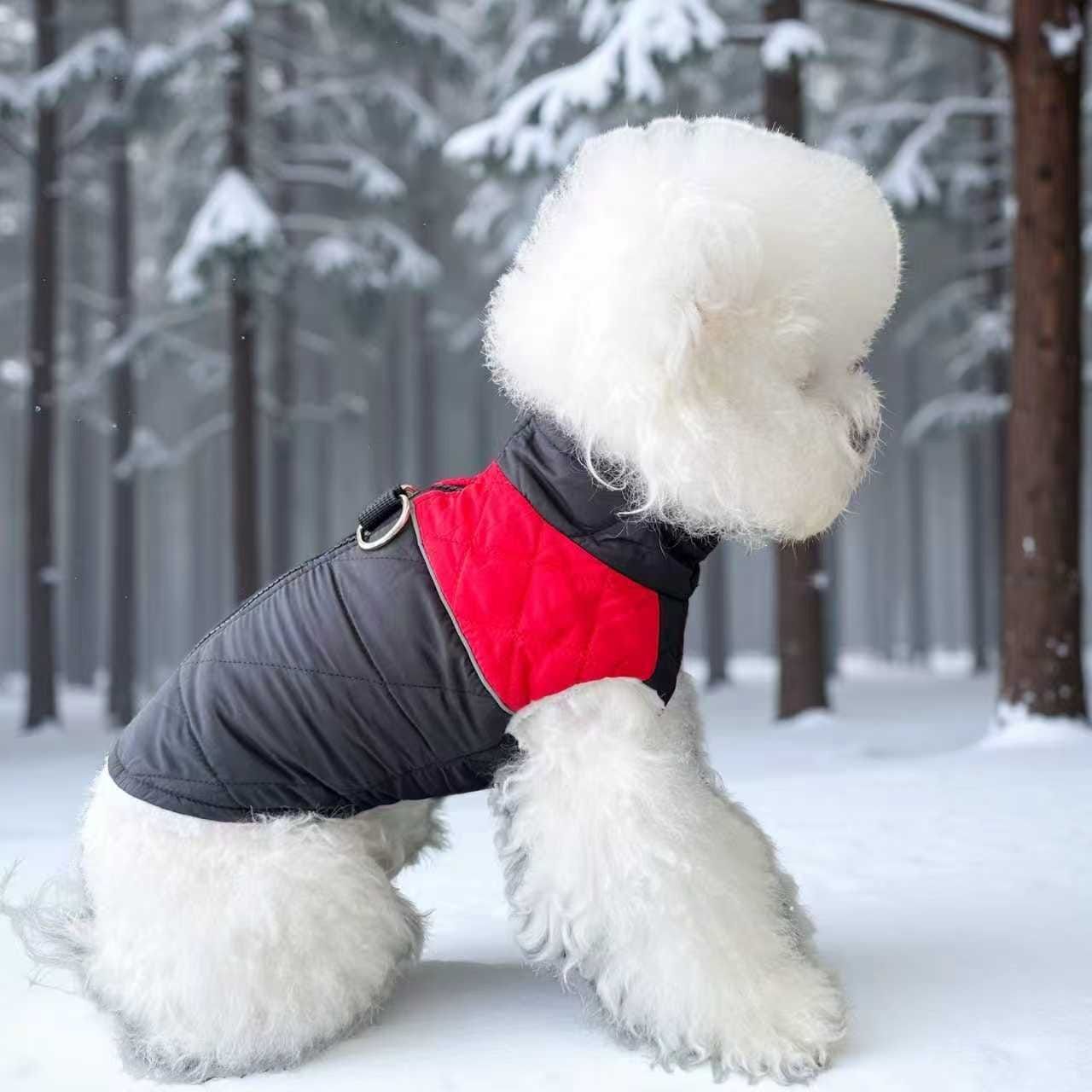 Winter Pet Dog Padded Vest with Waterproof Shell, Warm Fleece Lining, and Leash Attachment Ring for Outdoor Cold Weather Walks (XL, Blue)