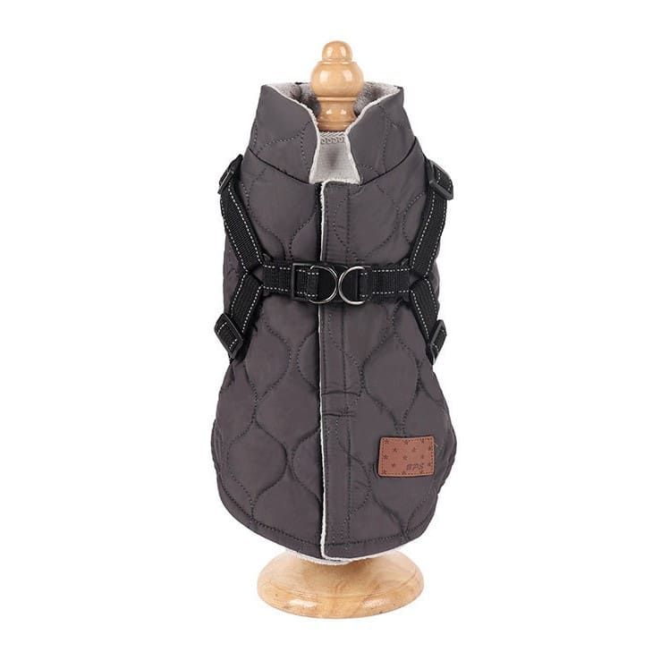 Premium Winter Dog Coat with Built-in Harness, Water-Resistant Puffer Vest for Small & Medium Breeds, Reflective Safety Straps, and Fleece Lining for Warmth and Outdoor Adventures (S, Beige)