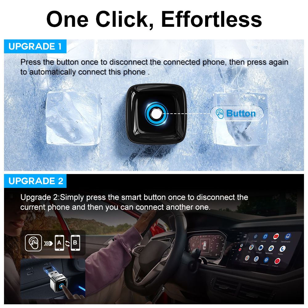 3 in 1 Wireless CarPlay and Android Auto Adapter Plug and Play Carplay Adapter