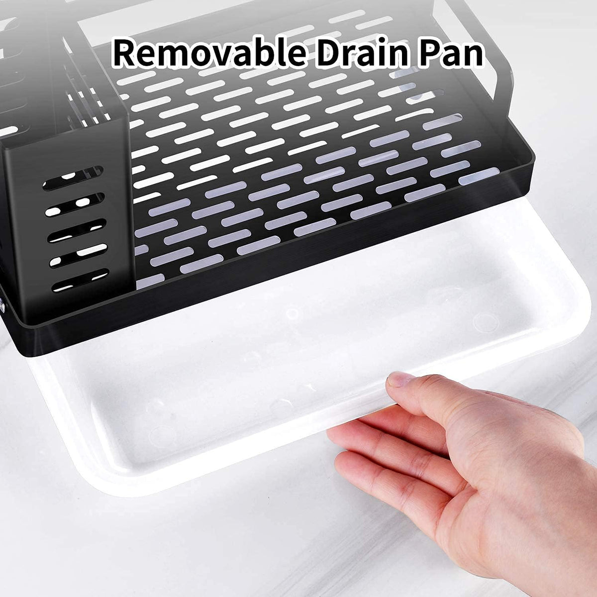 CARLA HOME Kitchen Sink Caddy Organizer with Sponge, Soap & Brush Storage and Rag Rack, Drain Tray & Utensil Holder