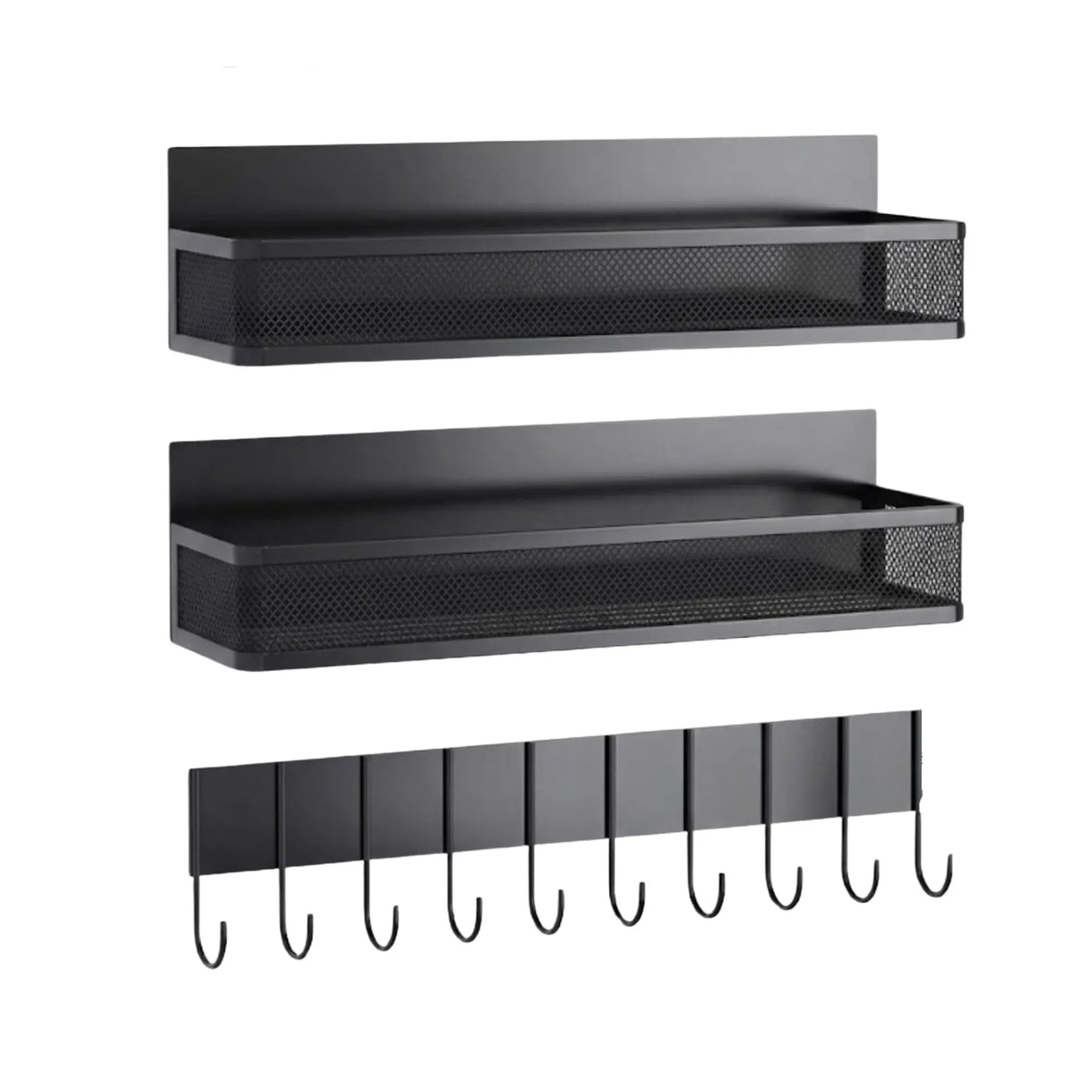 CARLA HOME 3 Pack Magnetic Spice Rack for Fridge Kitchen with Hook Bar
