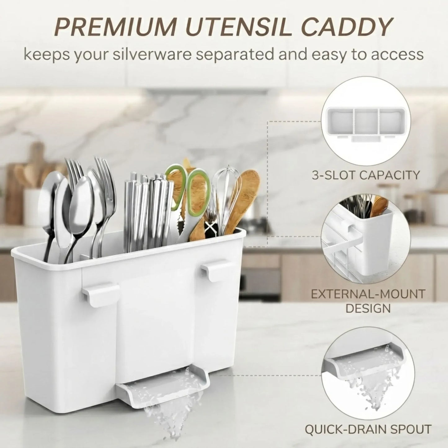 CARLA HOME Dish Drying Rack with Drainboard & Utensil Holder for Kitchen (White)