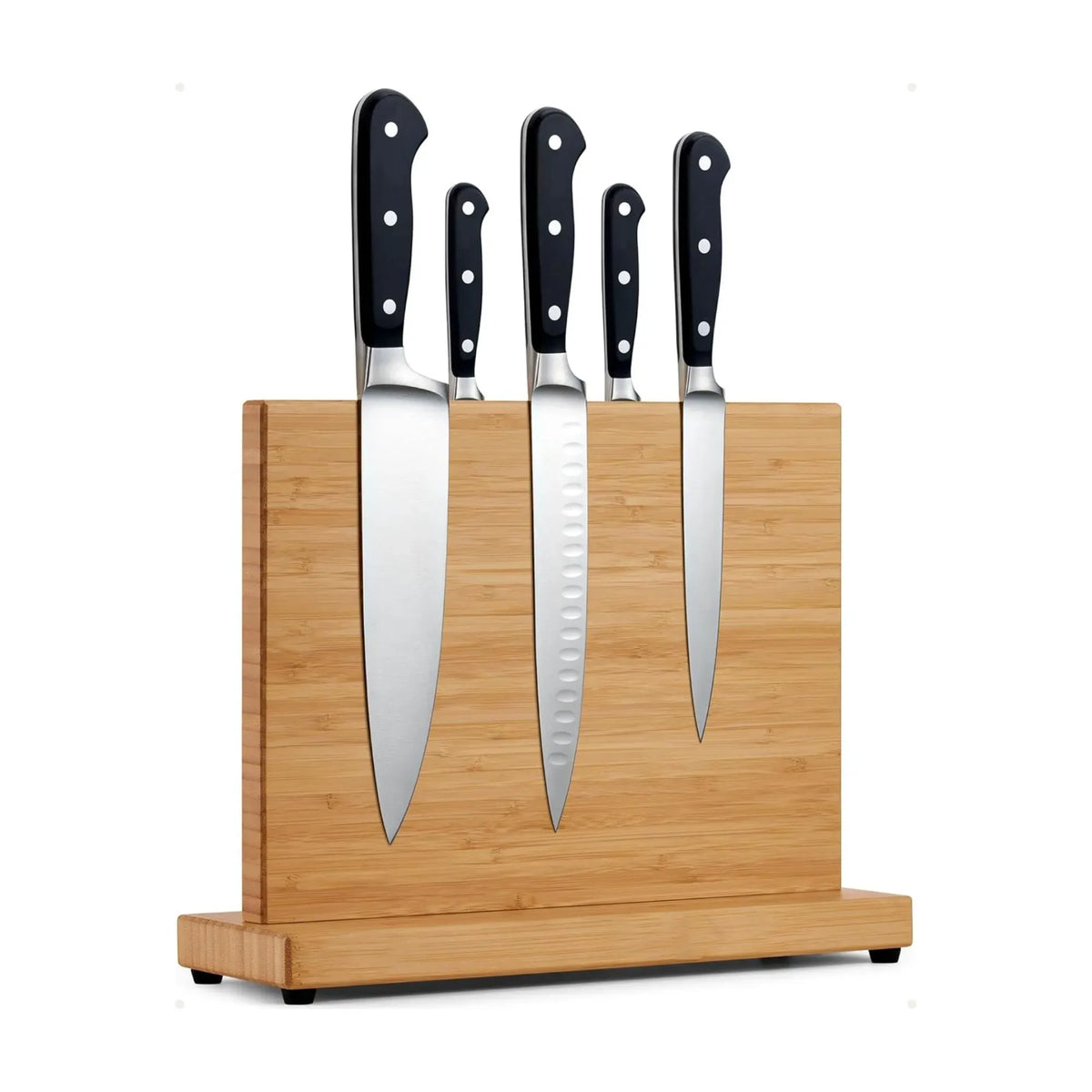 CARLA HOME Magnetic Knife Block, Bamboo Double Sided Holder up to 30cm Knives Kitchen