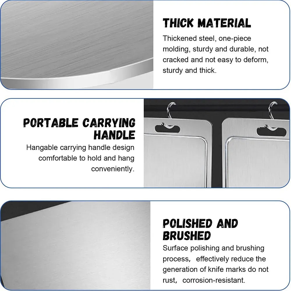 Double-Sided Titanium Cutting Board in Silver, 39x28cm, 1.5mm Thickness for Kitchen and Camping