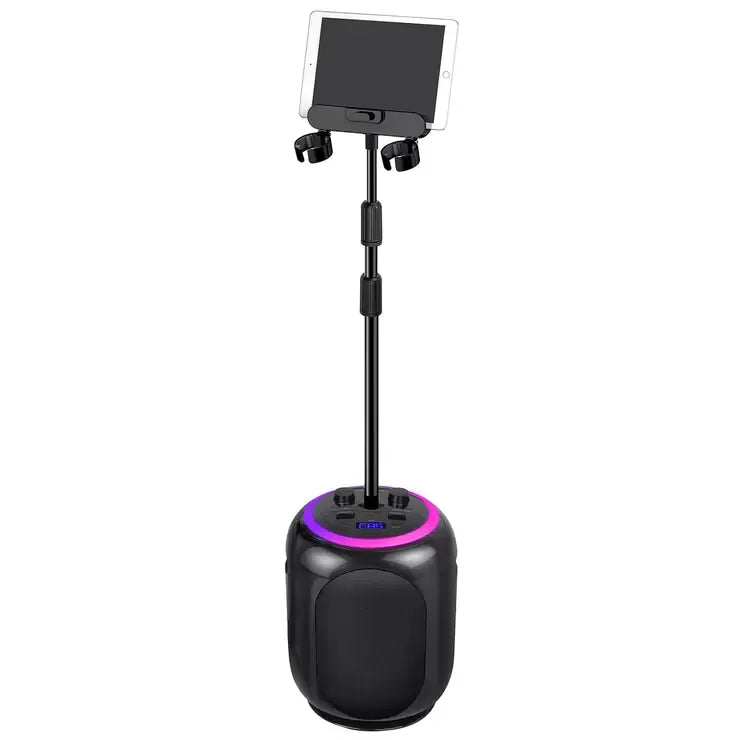 Black Wireless Karaoke System with Bluetooth Audio and Disco Lights